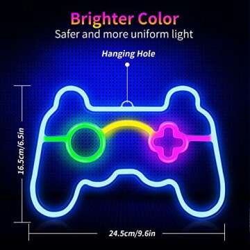 Game Neon Sign Gamepad Shape LED Neon Signs for Gamer Room Wall Bedroom Decor, Gamer Gifts Neon Ligh...