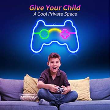 Game Neon Sign Gamepad Shape LED Neon Signs for Gamer Room Wall Bedroom Decor, Gamer Gifts Neon Lights for Boys Teen Gaming Zone Party Decoration