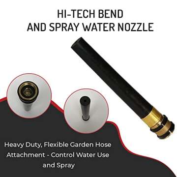 Hi-Tech Bend and Spray Water Nozzle - Heavy Duty, Flexible Attachment for Garden Hose