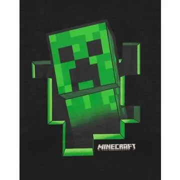 Minecraft T Shirt Boys Creeper Inside Black Short Sleeve Gamer Top 7-8 Years