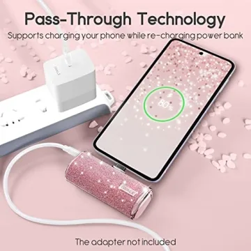 iWALK 4500mAh USB C Portable Charger with Sparkly Design