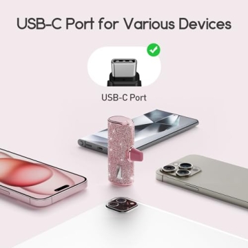 iWALK 4500mAh USB C Portable Charger with Sparkly Design