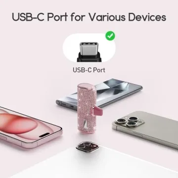iWALK 4500mAh USB C Portable Charger with Sparkly Design
