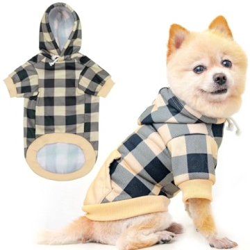 KOOLTAIL Plaid Dog Hoodie - Fleece Fall Winter Hoodie for Pets with Pocket