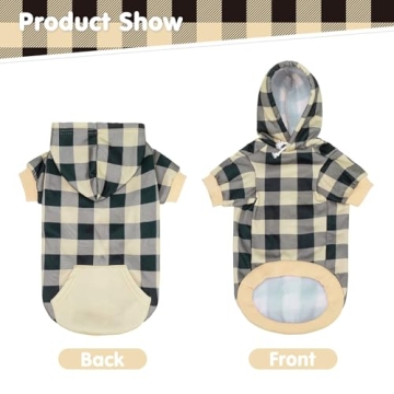 KOOLTAIL Plaid Dog Hoodie - Soft and Warm Pet Sweatshirt