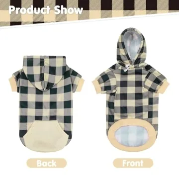 KOOLTAIL Plaid Dog Hoodie - Soft and Warm Pet Sweatshirt