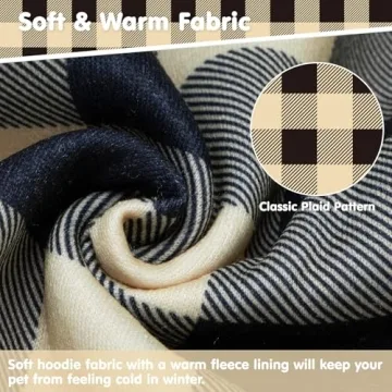 KOOLTAIL Plaid Dog Hoodie - Soft and Warm Pet Sweatshirt