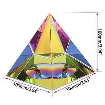 OwnMy 4" Crystal Pyramid Iridescent Glass Prism - Stunning Decoration & Gift