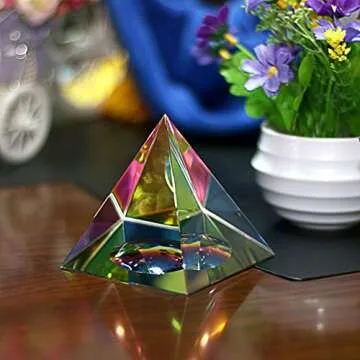 OwnMy 4" Iridescent Glass Pyramid Suncatcher Prism