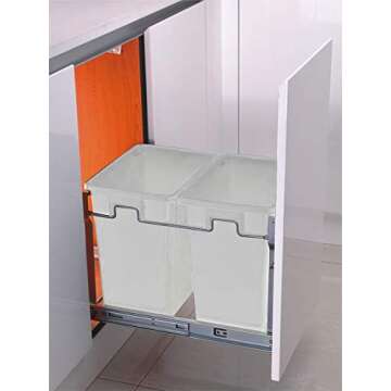Silverline Double 20 Qt. Kitchen Cabinet Pull-Out White Waste Container Recycle Trash Can