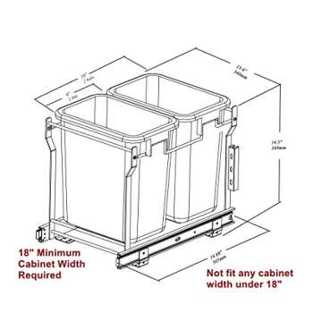 Silverline Double 20 Qt. Kitchen Cabinet Pull-Out White Waste Container Recycle Trash Can