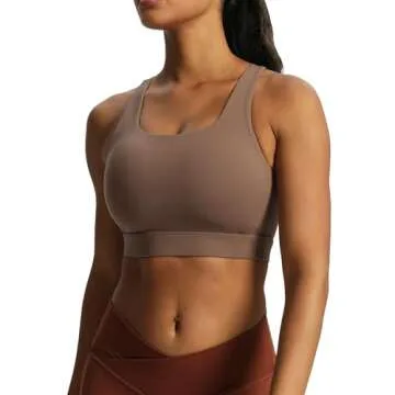 Aoxjox Women's Workout Sports Bras High Impact Fitness Backless Padded Training Gym Khloe Bra Yoga Crop Tank Top (Fudge Coffee, Small)