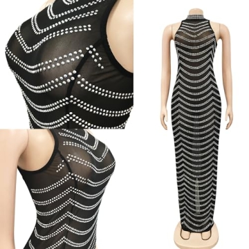 Stylish PORRCEY Hot Drilling Bodycon Dress for Parties