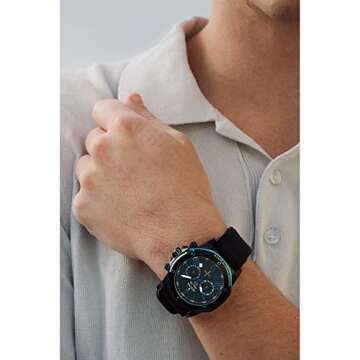 Bulova Men's Marine Star Series A Black and Blue Ion-Plated Stainless Steel 6-Hand Chronograph Quartz Watch, Black Silicone Strap, 40mm Style: 98B308