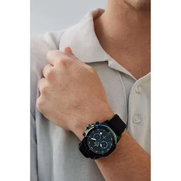 Bulova Men's Marine Star Series A Black and Blue Ion-Plated Stainless Steel 6-Hand Chronograph Quartz Watch, Black Silicone Strap, 40mm Style: 98B308