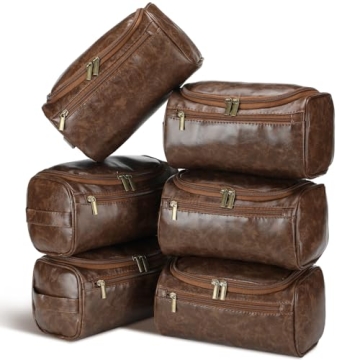 Aliceset Leather Toiletry Bags Set for Groomsmen - 6 Pcs Gifts