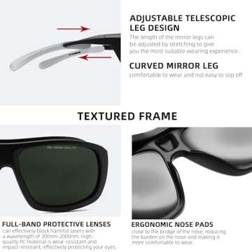 Alsenor IPL 200nm-540nm & 532nm OD5+ Laser Safety Glasses Red Light Therapy Glasses For Tanning Gogg...
