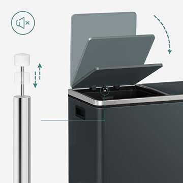 SONGMICS Trash Can: Stylish 2 x 8 Gallon Kitchen Solution