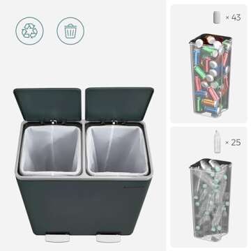 SONGMICS Trash Can: Stylish 2 x 8 Gallon Kitchen Solution