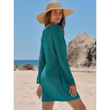 ANRABESS Womens Swimsuit Crochet Swim Cover Up Summer Bathing Suit Swimwear Hollow Out Mesh Knit Beach Dress Vacation Outfits Large