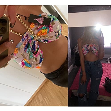 Vibrant Halter Sequin Crop Top for Daring Women