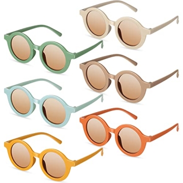 Frienda 6 Pairs Kids Round Sunglasses Cute Circle Sunglasses for Baby Toddler Infant Polarized Frame...