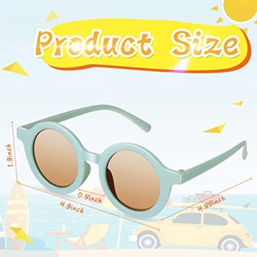 Frienda 6 Pairs Kids Round Sunglasses Cute Circle Sunglasses for Baby Toddler Infant Polarized Frame Sunglasses Retro Outdoor Glasses (Cool Colors)