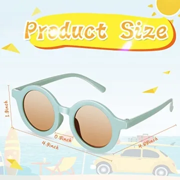 Frienda 6 Pairs Kids Round Sunglasses Cute Circle Sunglasses for Baby Toddler Infant Polarized Frame Sunglasses Retro Outdoor Glasses (Cool Colors)