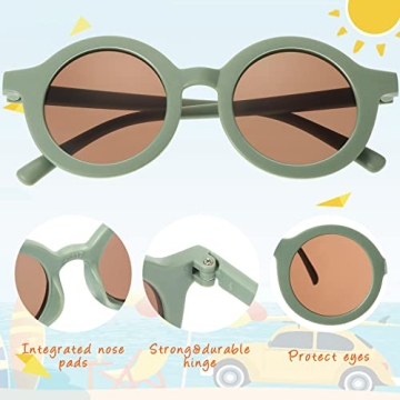Frienda 6 Pairs Kids Round Sunglasses Cute Circle Sunglasses for Baby Toddler Infant Polarized Frame Sunglasses Retro Outdoor Glasses (Cool Colors)