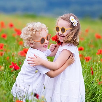 Frienda 6 Pairs Kids Round Sunglasses Cute Circle Sunglasses for Baby Toddler Infant Polarized Frame Sunglasses Retro Outdoor Glasses (Cool Colors)