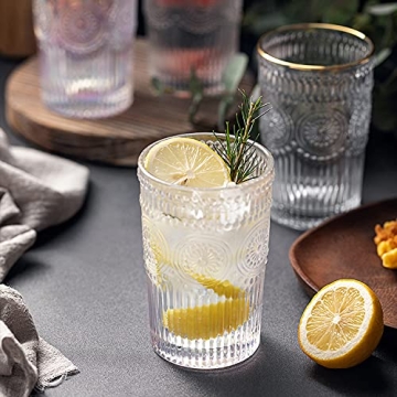 Kingrol 12 oz Rainbow Glasses Set for Elegant Occasions