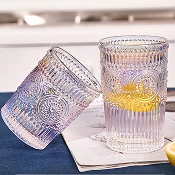 Kingrol 12 oz Rainbow Glasses Set for Elegant Occasions