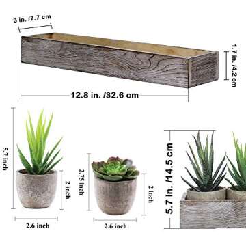 Supla Set of 5 Mini Fake Succulent Cactus Aloe Potted Plant Arrangements Decorative Assorted Potted Artificial Succulents Plants in Gray Pots Succulent Plants Wood Planter Arrangement