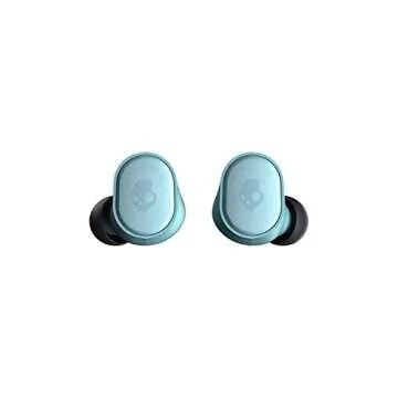 Skullcandy Sesh Evo In-Ear Wireless Earbuds, 24 Hr Battery, Microphone, Works with iPhone Android and Bluetooth Devices - Bleached Blue