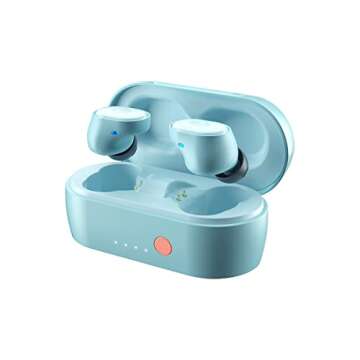 Skullcandy Sesh Evo In-Ear Wireless Earbuds, 24 Hr Battery, Microphone, Works with iPhone Android and Bluetooth Devices - Bleached Blue
