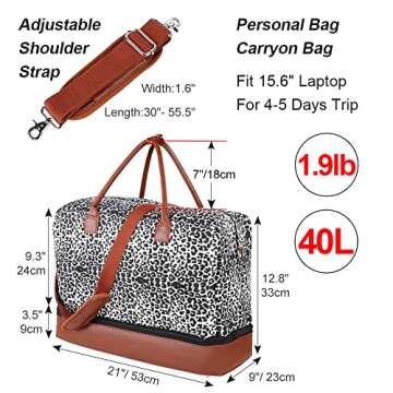 Weekender Bag with Shoe Compartment, Large Sports Gym Tote Bags, Duffle/Duffel Overnight Bags for Wo...