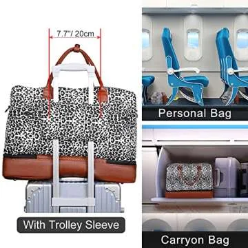 Weekender Bag with Shoe Compartment, Large Sports Gym Tote Bags, Duffle/Duffel Overnight Bags for Women/Men Travel, Canvas (Cowmooflage)