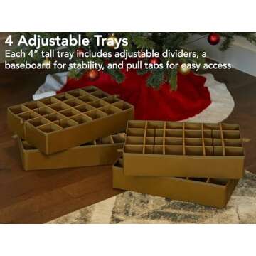 Covermates Keepsakes Rolling Adjustable Ornament Storage Bag - Carrying Handles, Padded Protection, Dual Wheels - Holiday Storage, Green Snowflake