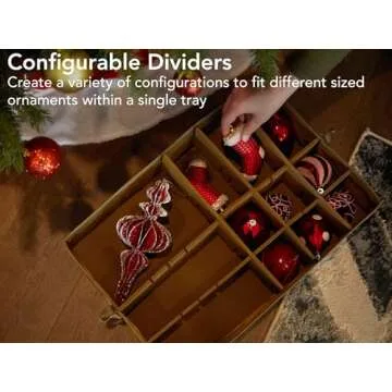 Covermates Keepsakes Rolling Adjustable Ornament Storage Bag - Carrying Handles, Padded Protection, Dual Wheels - Holiday Storage, Green Snowflake