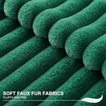 Pallene Faux Fur Plush Throw Pillow Covers 18x18 Set of 2, Luxury Soft Fluffy Striped Decorative Pillow Covers for Sofa, Couch, Living Room, Christmas Green