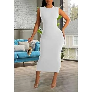 Stylish YouSexy Bodycon Ribbed Tank Dress for Women