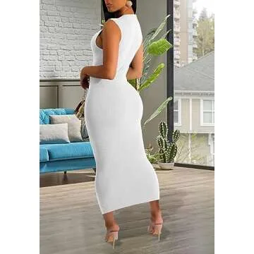 Stylish YouSexy Bodycon Ribbed Tank Dress for Women