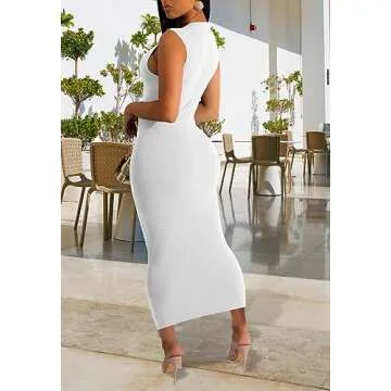 Stylish YouSexy Bodycon Ribbed Tank Dress for Women