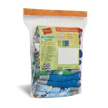 Hanes Boys' Potty Trainer Underwear, Boxer Available, 6-Pack, Briefs-Blue/Print Assorted-6 Pack, 4T