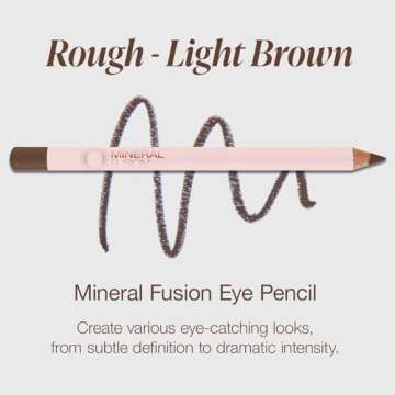 Mineral Fusion Eye Pencil, Light Brown Eyeliner with Soothing Chamomile, Meadowfoam & Vitamin E, Velvety Smooth, Hypoallergenic Eye Makeup, Line & Define, Long-Lasting Eyeliner Pencil, Rough, 0.04 Oz