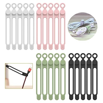 [20Park]UMUST Silicone Cable Ties,Reusable Cable Management Organizer, Multipurpose Elastic Cord Org...