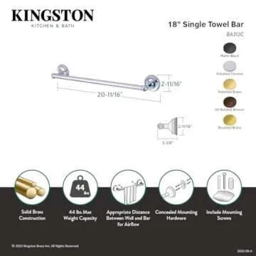 Kingston Brass Classic 18-Inch Towel Bar in Polished Brass