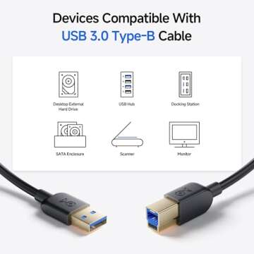 Cable Matters Long USB 3.0 Cable - 15ft, USB 3 Cable, USB 3.0 A to B Cable, Black