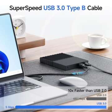 Cable Matters Long USB 3.0 Cable - 15ft, USB 3 Cable, USB 3.0 A to B Cable, Black