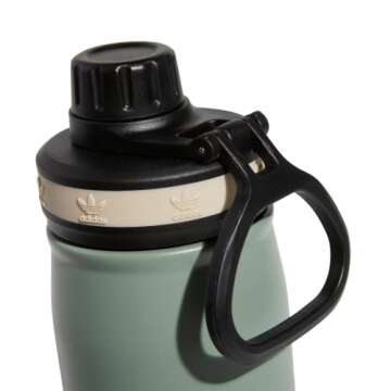 adidas Originals 600 Ml (20 Oz) Metal Water Bottle, Hot/Cold Double-Walled Insulated 18/8 Stainless Steel, Silver Green/Black/Wonder Beige, One Size